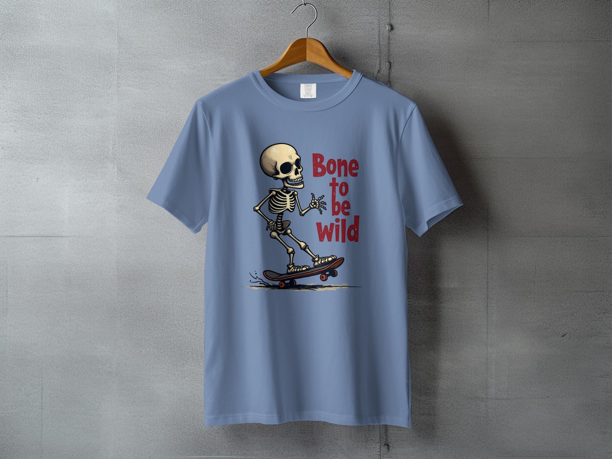 Bone To Be Wild Skateboard Skeleton Graphic Art T-Shirt - IconVexa