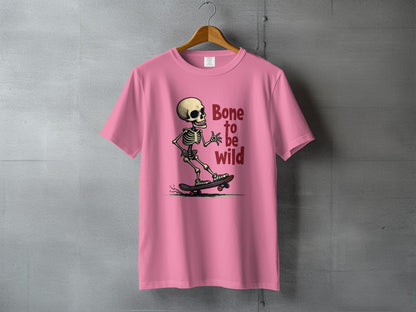 Bone To Be Wild Skateboard Skeleton Graphic Art T-Shirt - IconVexa