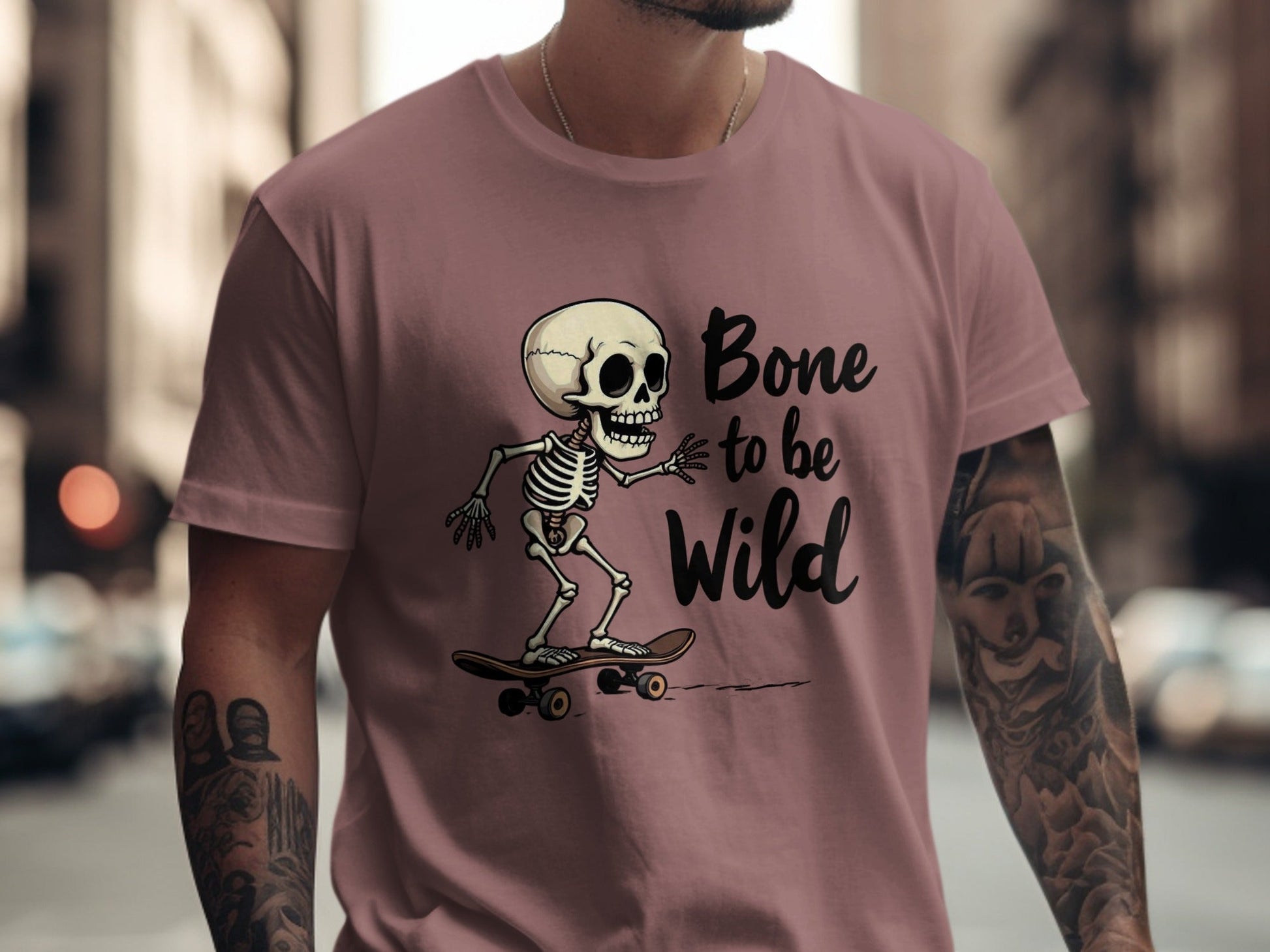 Bone To Be Wild Skeleton Graphic Novelty Design T-Shirt - IconVexa