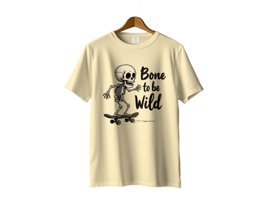 Bone To Be Wild Skeleton Graphic Novelty Design T-Shirt - IconVexa