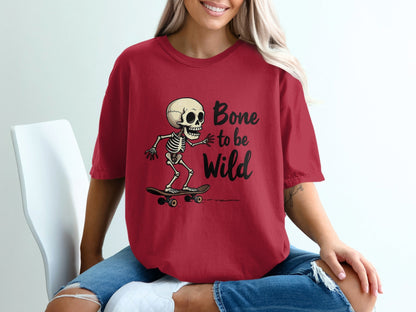 Bone To Be Wild Skeleton Graphic Novelty Design T-Shirt - IconVexa