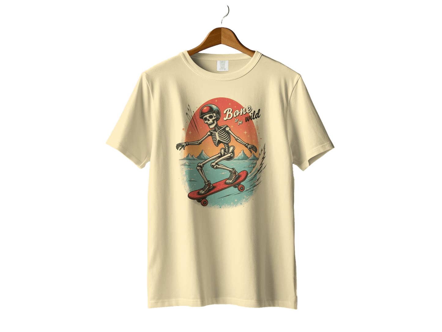 Bone To Be Wild Skeleton on Skateboard Graphic T-Shirt - IconVexa