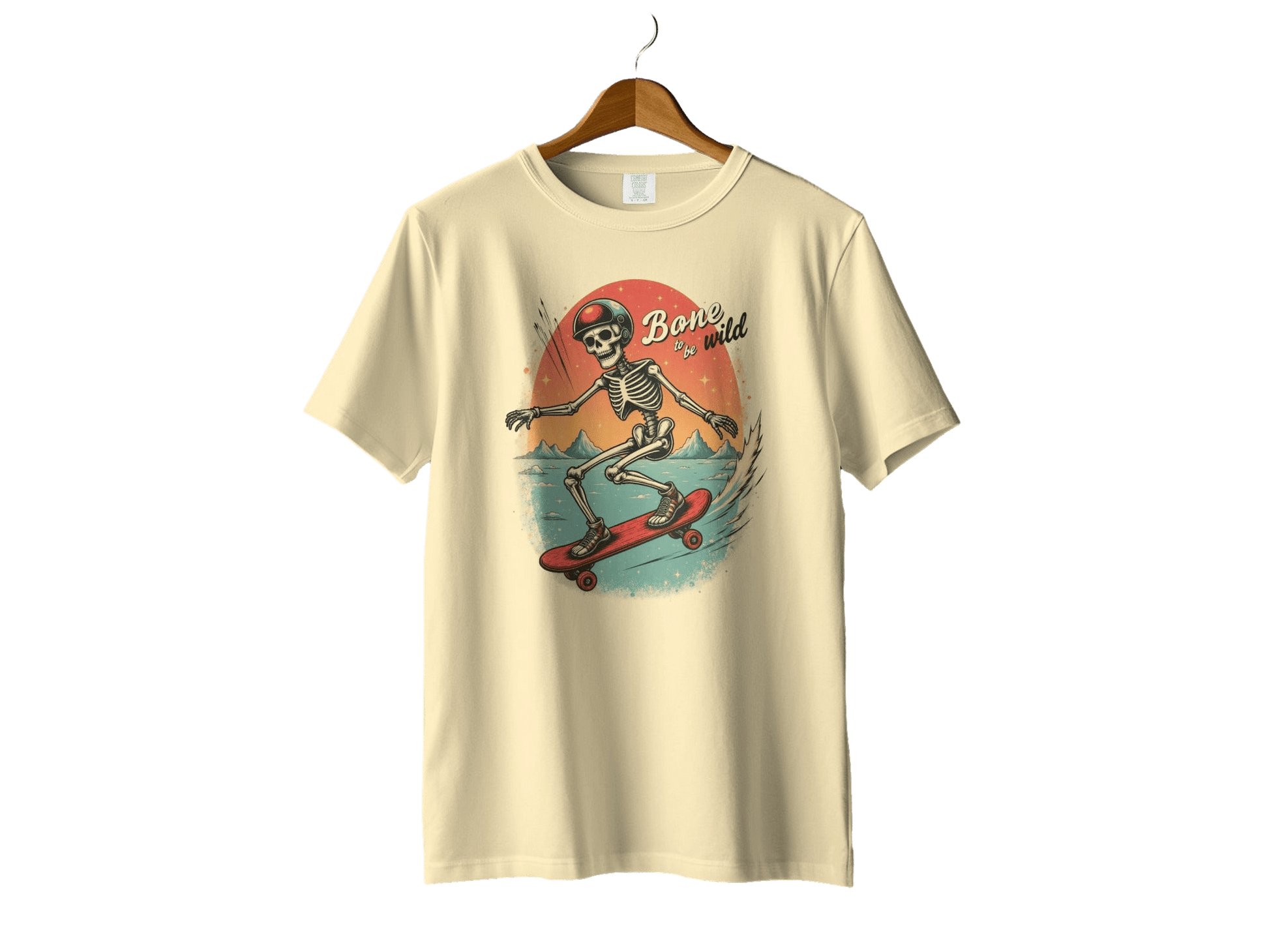 Bone To Be Wild Skeleton on Skateboard Graphic T-Shirt - IconVexa