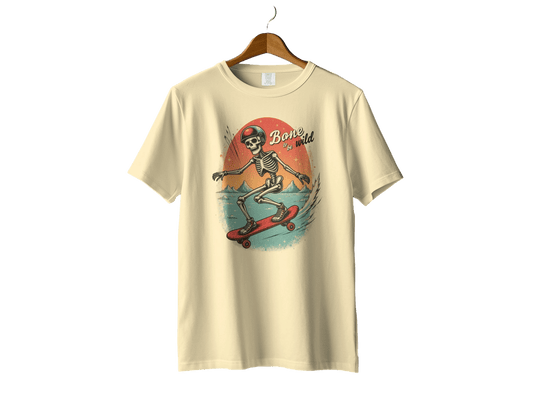 Bone To Be Wild Skeleton on Skateboard Graphic T-Shirt - IconVexa
