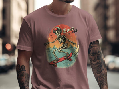 Bone To Be Wild Skeleton on Skateboard Graphic T-Shirt - IconVexa