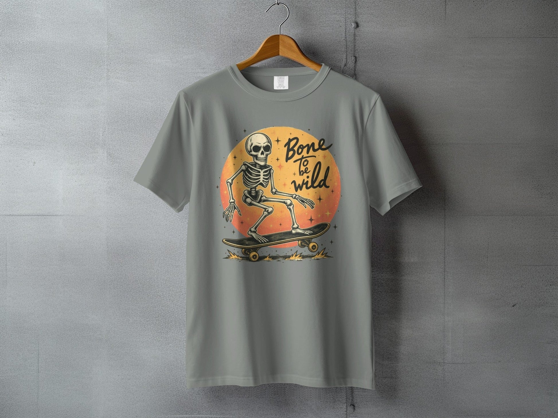 Bone To Be Wild Skeleton on Skateboard Graphic T-Shirt - IconVexa
