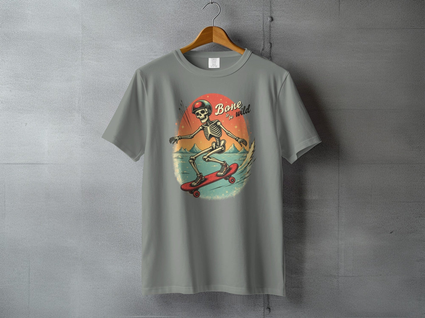 Bone To Be Wild Skeleton on Skateboard Graphic T-Shirt - IconVexa