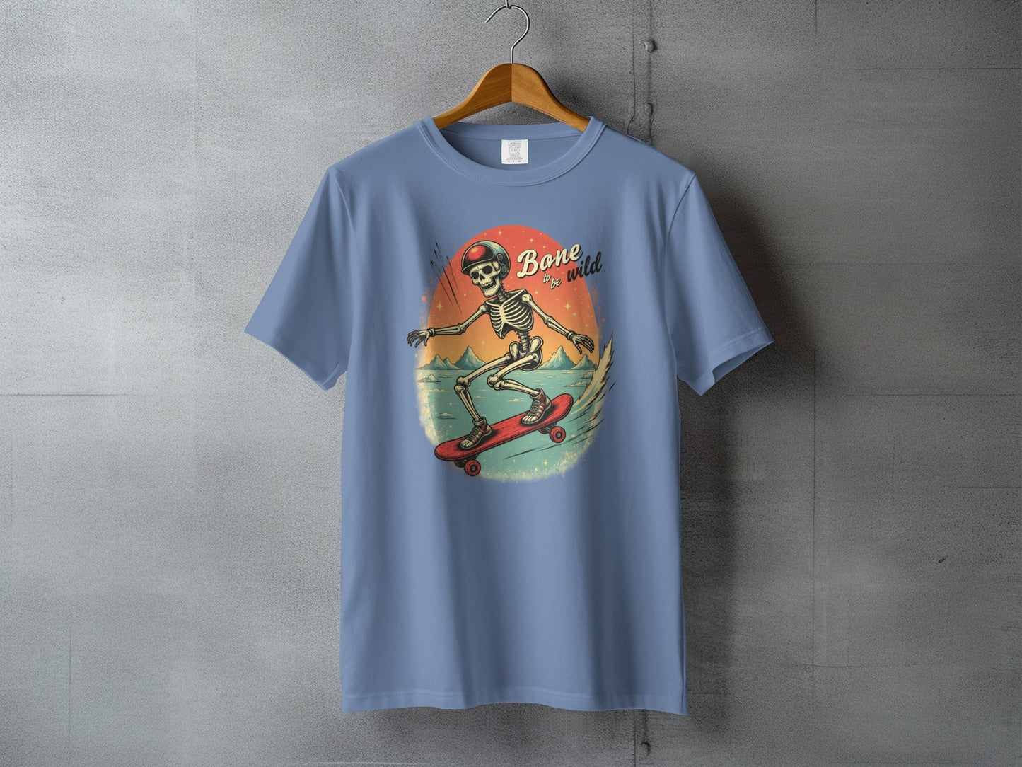 Bone To Be Wild Skeleton on Skateboard Graphic T-Shirt - IconVexa