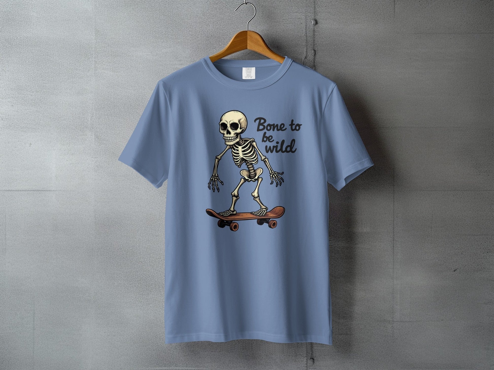 Bone to be Wild Skeleton On Skateboard Graphic T-Shirt - IconVexa