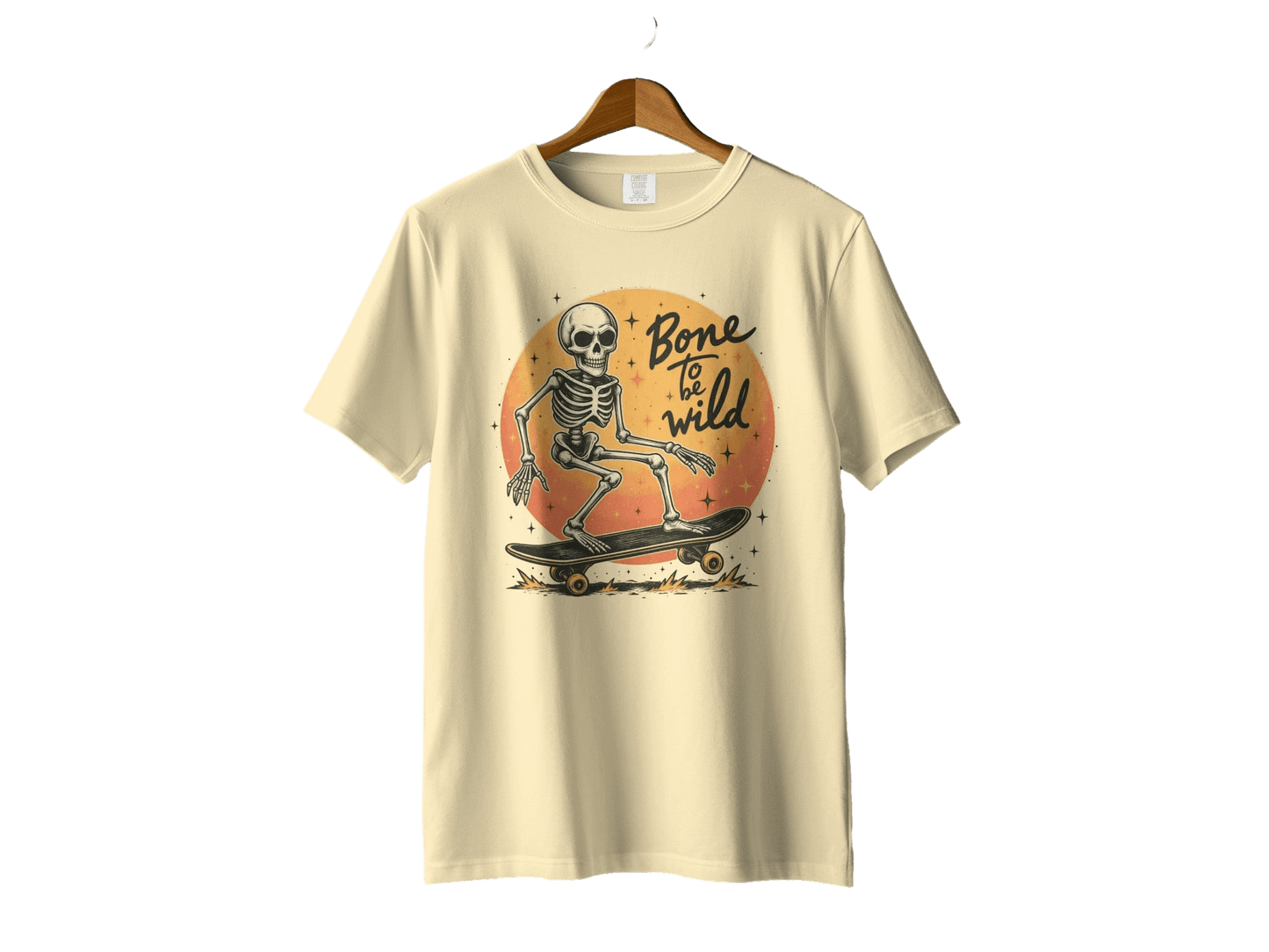 Bone To Be Wild Skeleton on Skateboard Graphic T-Shirt - IconVexa