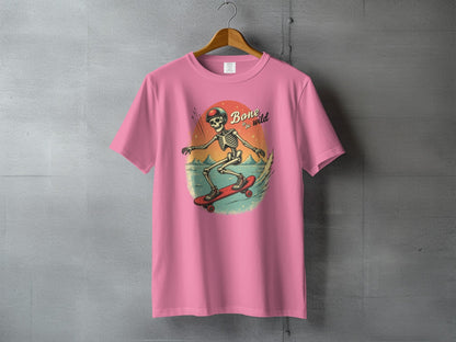 Bone To Be Wild Skeleton on Skateboard Graphic T-Shirt - IconVexa