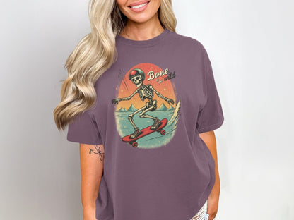 Bone To Be Wild Skeleton on Skateboard Graphic T-Shirt - IconVexa