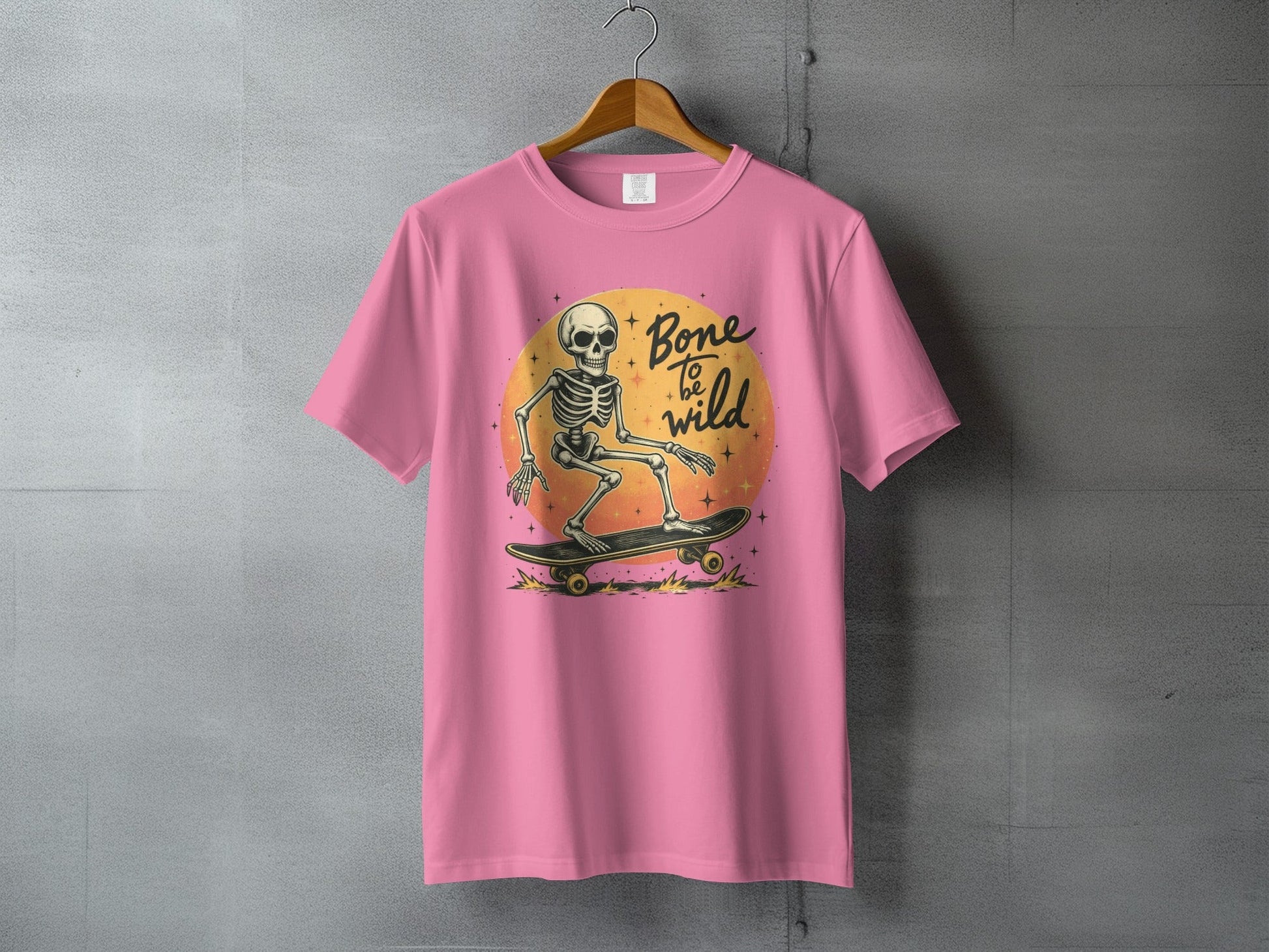 Bone To Be Wild Skeleton on Skateboard Graphic T-Shirt - IconVexa