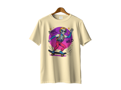 Bone To Be Wild Skeleton Skateboarder Graphic Print T-Shirt - IconVexa