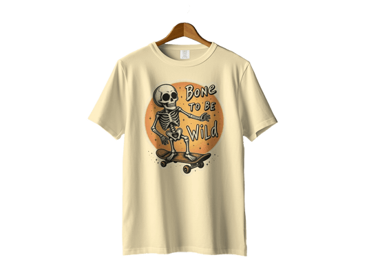 Bone To Be Wild Skeleton Skateboarding Graphic Art T-Shirt - IconVexa
