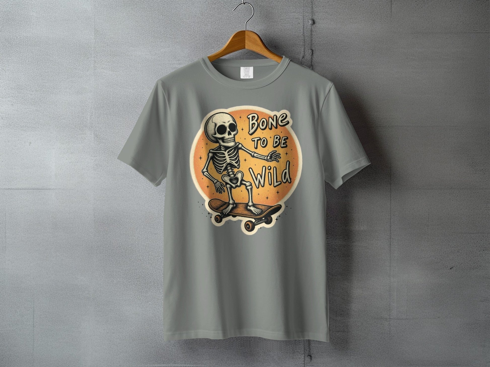 Bone To Be Wild Skeleton Skateboarding Graphic Art T-Shirt - IconVexa