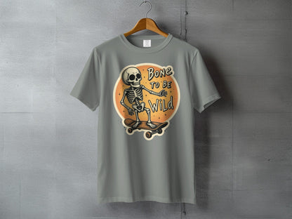 Bone To Be Wild Skeleton Skateboarding Graphic Art T-Shirt - IconVexa