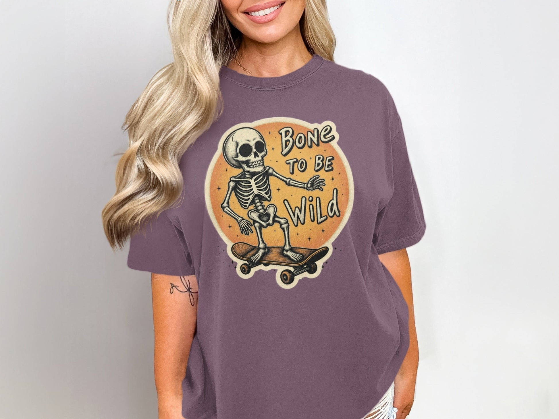 Bone To Be Wild Skeleton Skateboarding Graphic Art T-Shirt - IconVexa