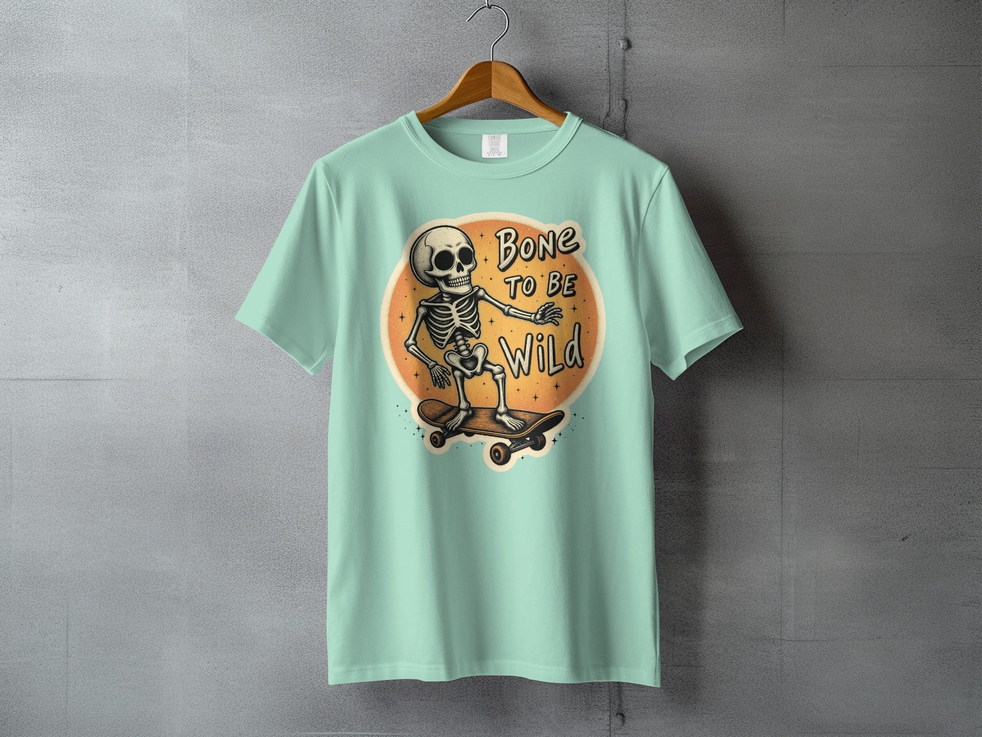 Bone To Be Wild Skeleton Skateboarding Graphic Art T-Shirt - IconVexa