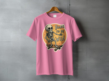 Bone To Be Wild Skeleton Skateboarding Graphic Art T-Shirt - IconVexa