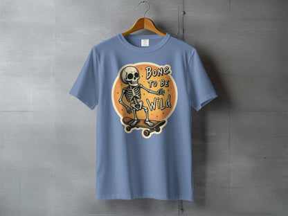 Bone To Be Wild Skeleton Skateboarding Graphic Art T-Shirt - IconVexa