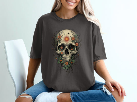 Skull Floral Design Printed Casual T-shirt product