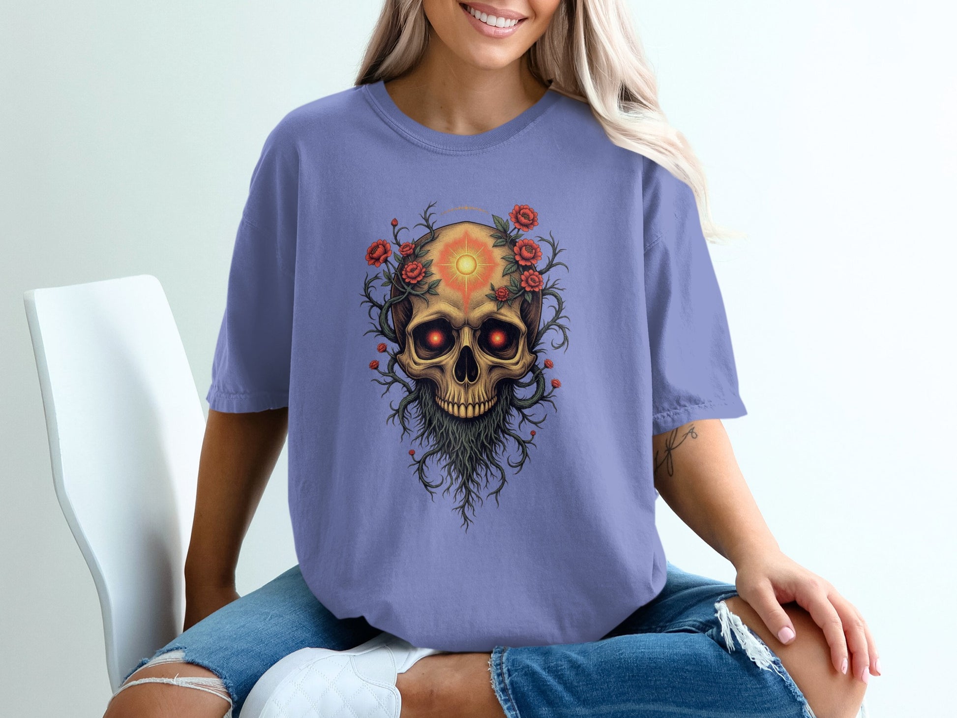 Skull With Roses And Sun Graphic Design Shirt product type