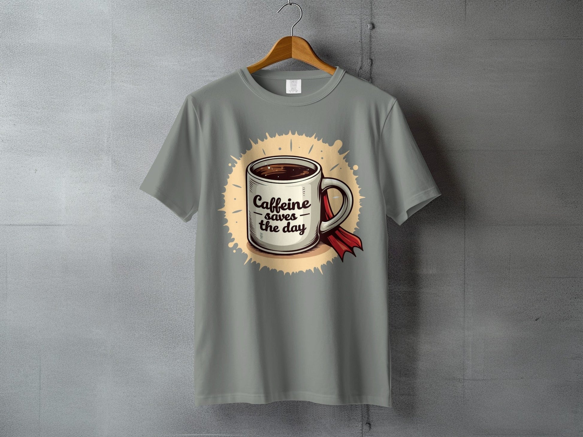 Caffeine Saves The Day Coffee Lover Graphic Design T-Shirt - IconVexa