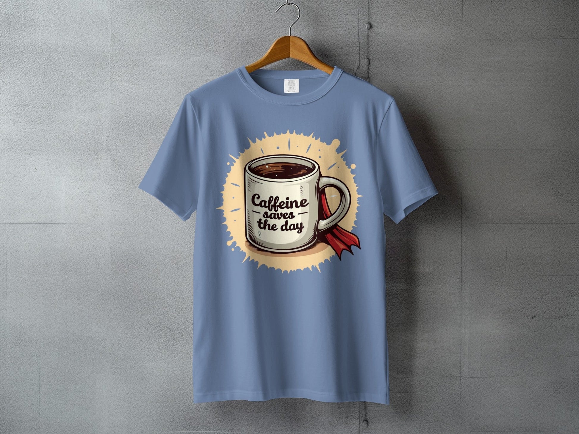 Caffeine Saves The Day Coffee Lover Graphic Design T-Shirt - IconVexa