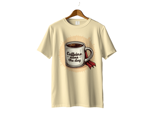 Caffeine Saves The Day Coffee Lover Graphic Design T-Shirt - IconVexa