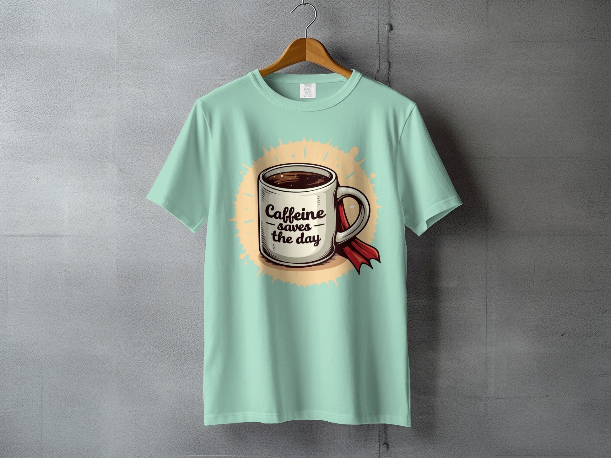 Caffeine Saves The Day Coffee Lover Graphic Design T-Shirt - IconVexa