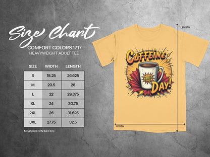 Caffeine Saves The Day! Graphic Novel Style Design T-Shirt - IconVexa