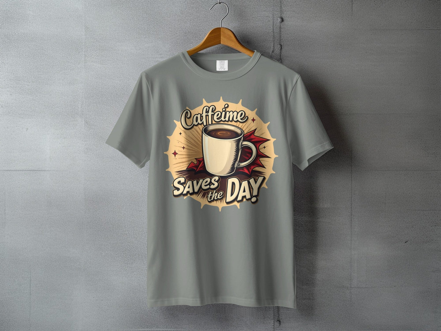 Caffeine Saves the Day Graphic Novel Style Light T-Shirt - IconVexa