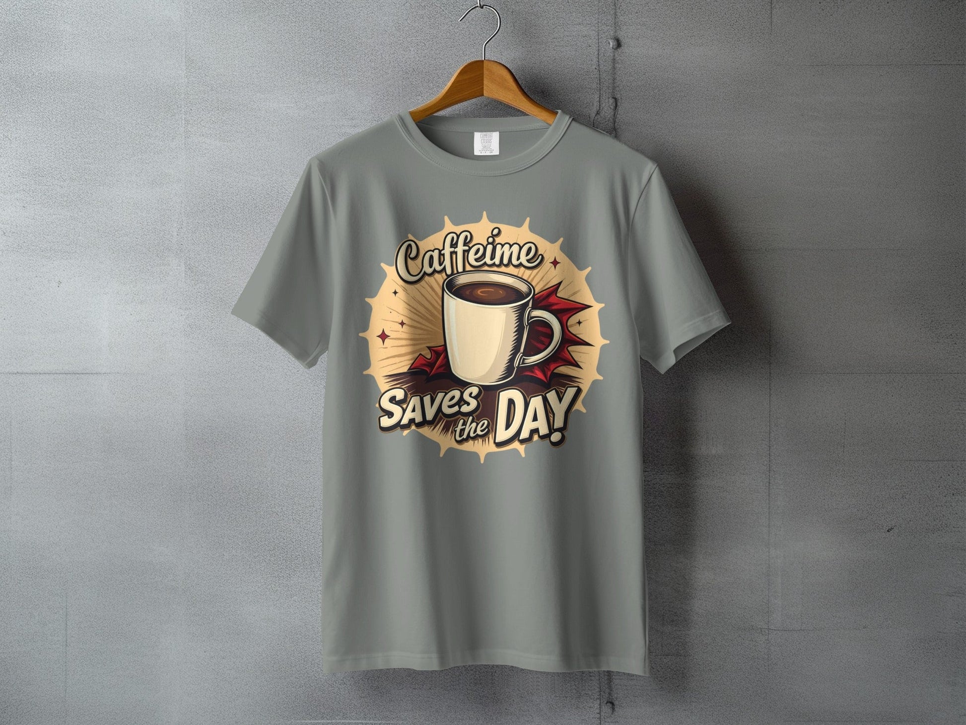 Caffeine Saves the Day Graphic Novel Style Light T-Shirt - IconVexa