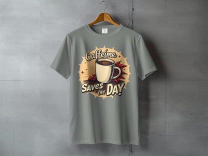Caffeine Saves the Day Graphic Novel Style Light T-Shirt - IconVexa