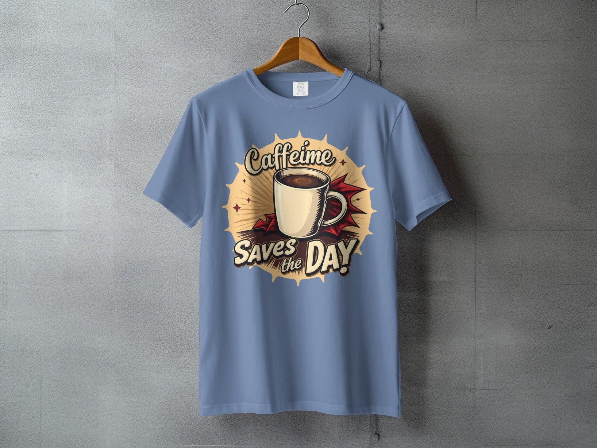 Caffeine Saves the Day Graphic Novel Style Light T-Shirt - IconVexa