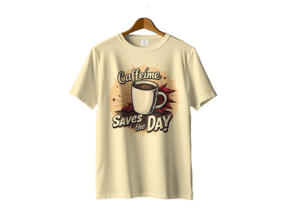 Caffeine Saves the Day Graphic Novel Style Light T-Shirt - IconVexa