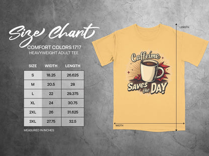 Caffeine Saves the Day Graphic Novel Style Light T-Shirt - IconVexa