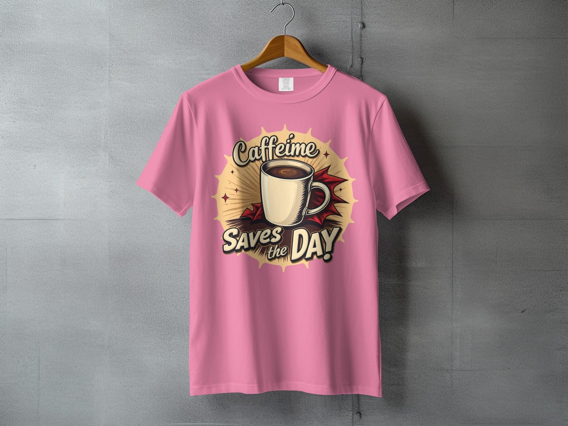 Caffeine Saves the Day Graphic Novel Style Light T-Shirt - IconVexa