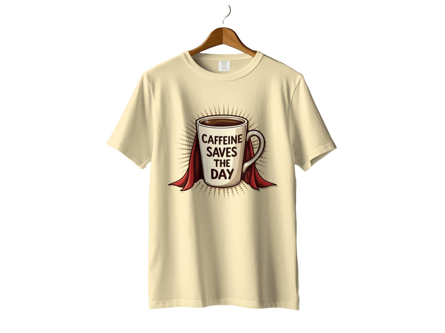 Caffeine Saves The Day Graphic Novelty Tee Top T-Shirt - IconVexa