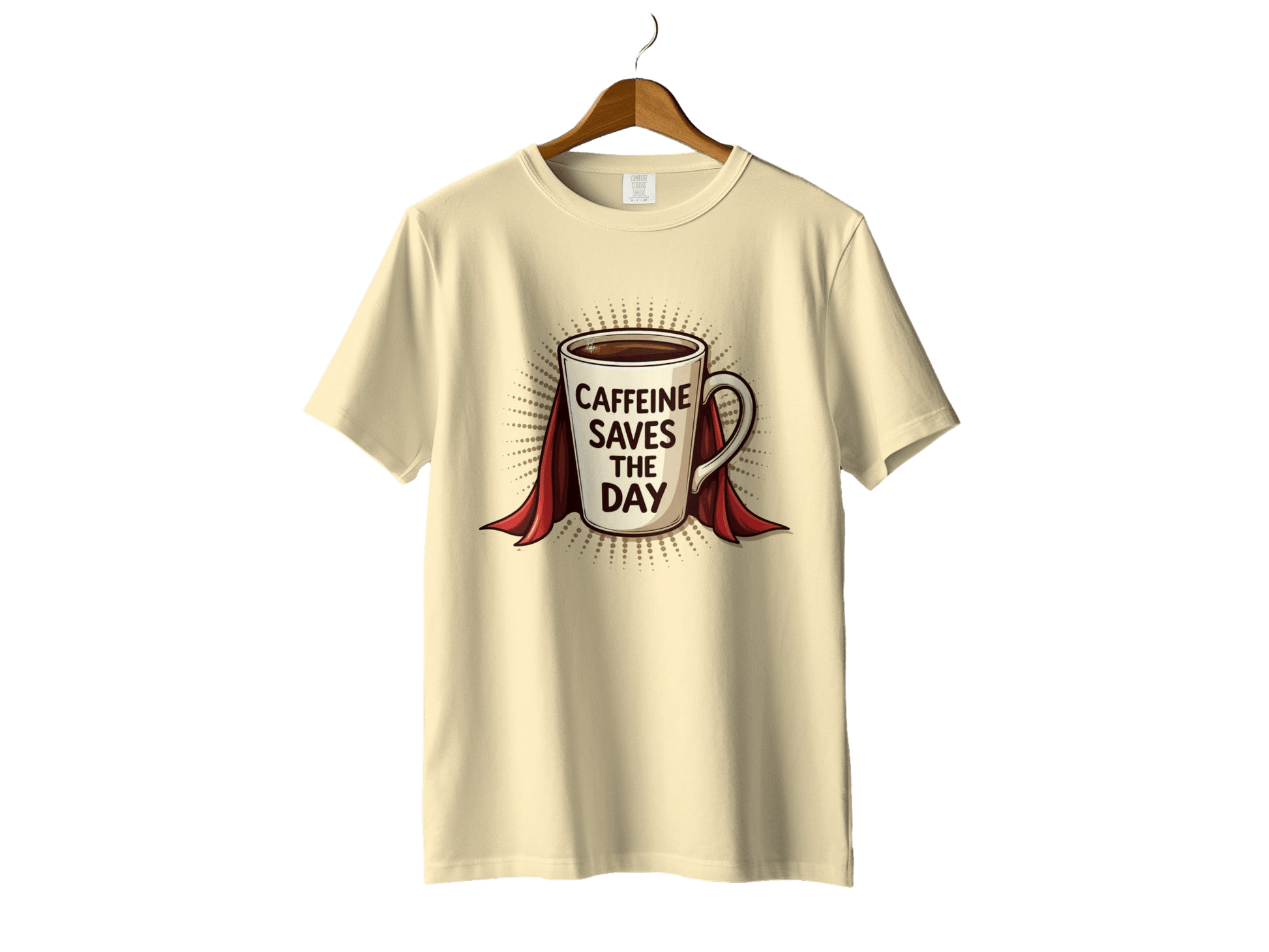 Caffeine Saves The Day Graphic Novelty Tee Top T-Shirt - IconVexa