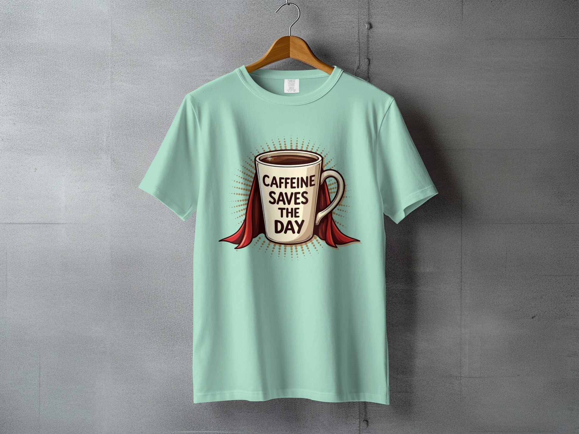 Caffeine Saves The Day Graphic Novelty Tee Top T-Shirt - IconVexa