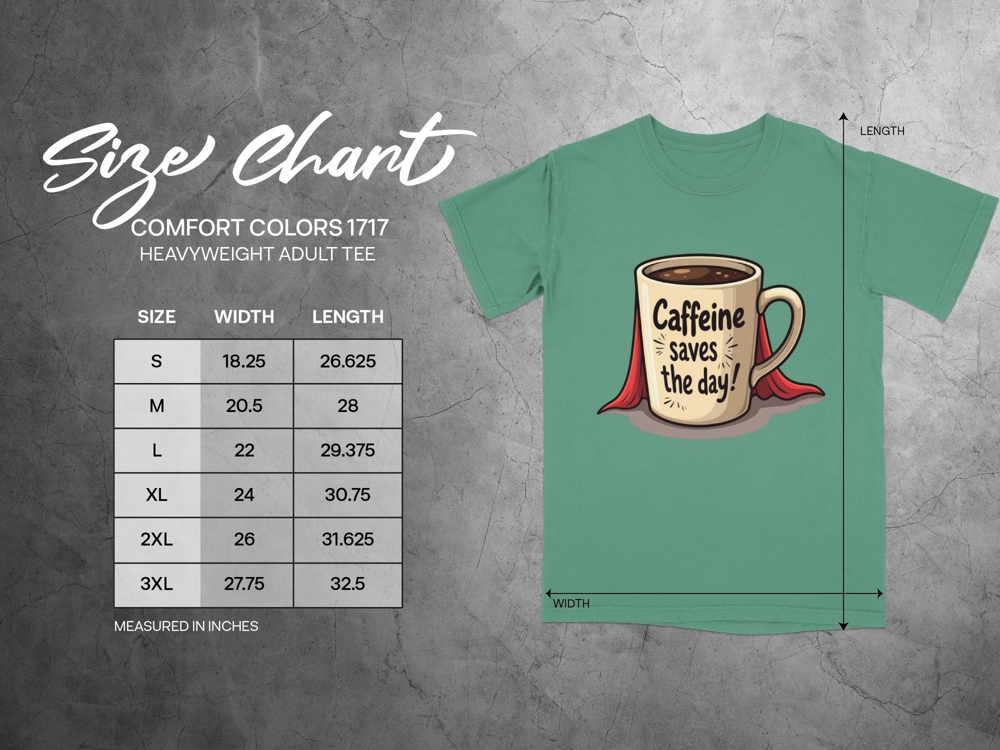 Caffeine Saves The Day Hero Coffee Lover Humor Graphic T-Shirt - IconVexa