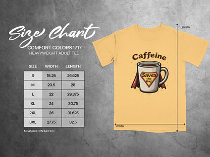 Caffeine Saves the Day Super Hero Coffee Cup T-Shirt - IconVexa