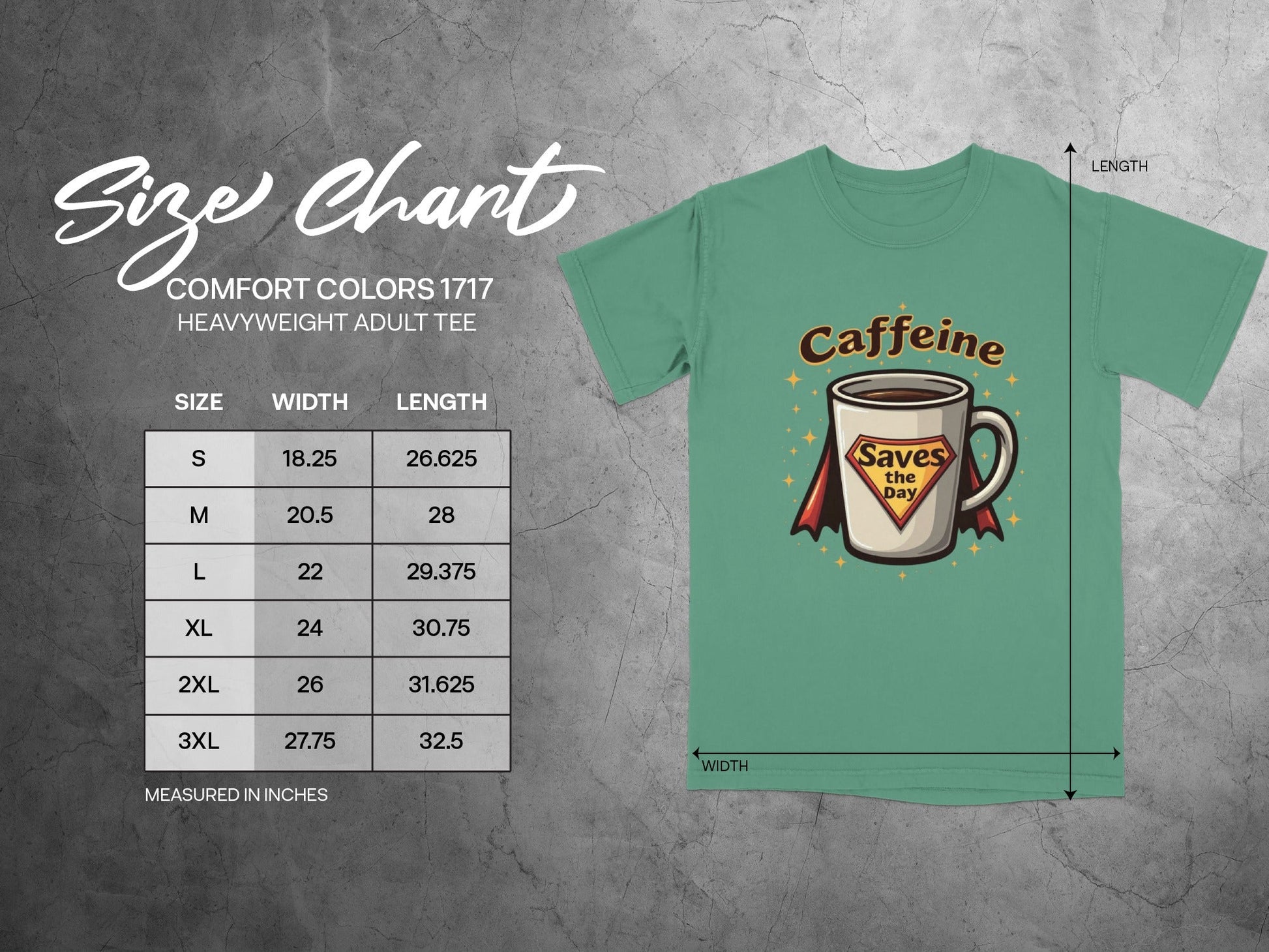Caffeine Saves the Day Super Hero Coffee Cup T-Shirt - IconVexa
