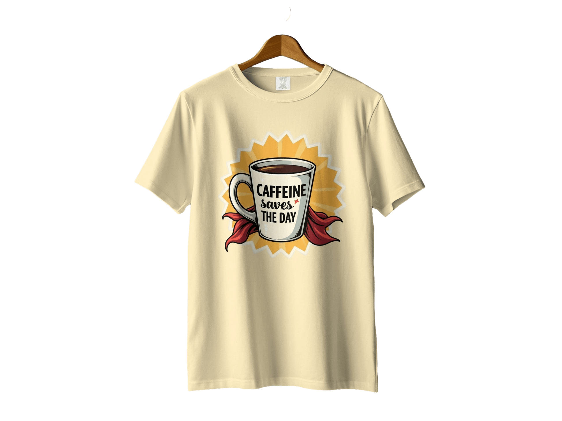 Caffeine Saves The Day T-Shirt, Coffee Lover Tee, Funny Coffee Shirt, Coffee Hero T-Shirt, Gift For Caffeine Addict, Coffee Cup Shirt - IconVexa