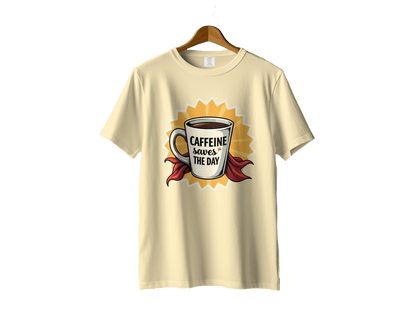 Caffeine Saves The Day T-Shirt, Coffee Lover Tee, Funny Coffee Shirt, Coffee Hero T-Shirt, Gift For Caffeine Addict, Coffee Cup Shirt - IconVexa