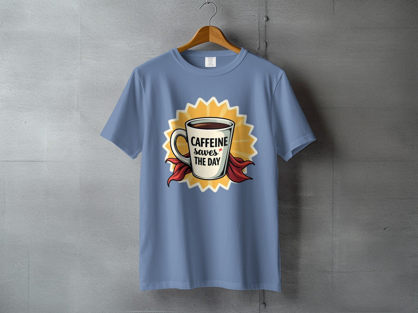 Caffeine Saves The Day T-Shirt, Coffee Lover Tee, Funny Coffee Shirt, Coffee Hero T-Shirt, Gift For Caffeine Addict, Coffee Cup Shirt - IconVexa