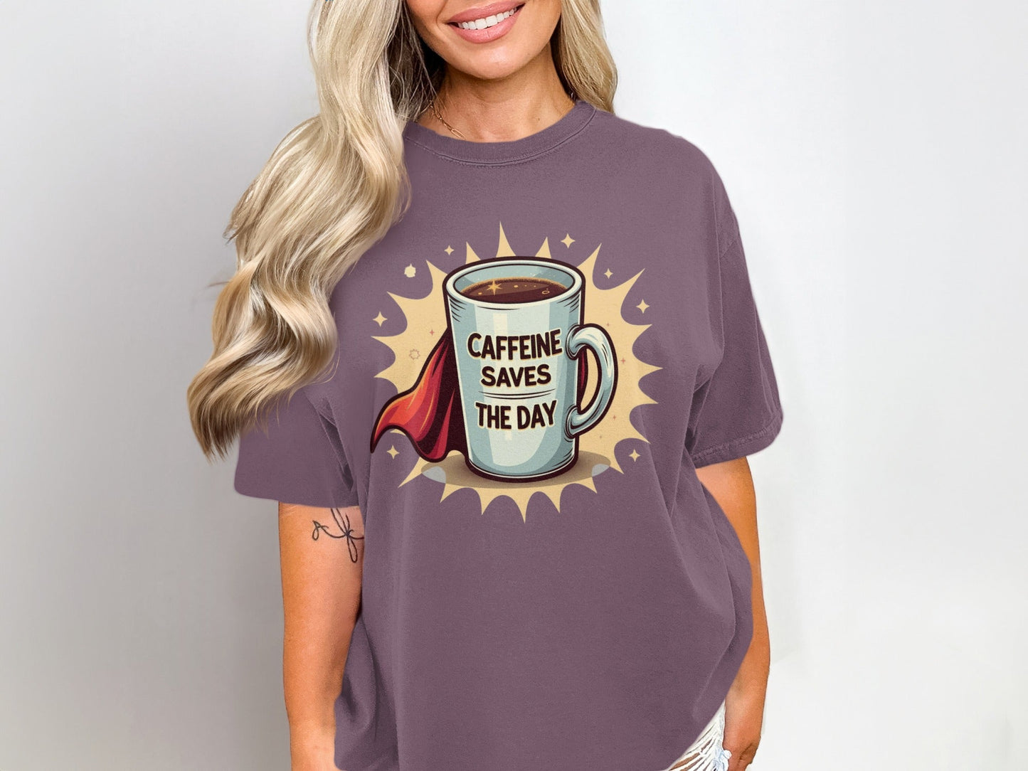 Caffeine Saves The Day With A Super Cup T-Shirt - IconVexa