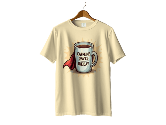 Caffeine Saves The Day With A Super Cup T-Shirt - IconVexa
